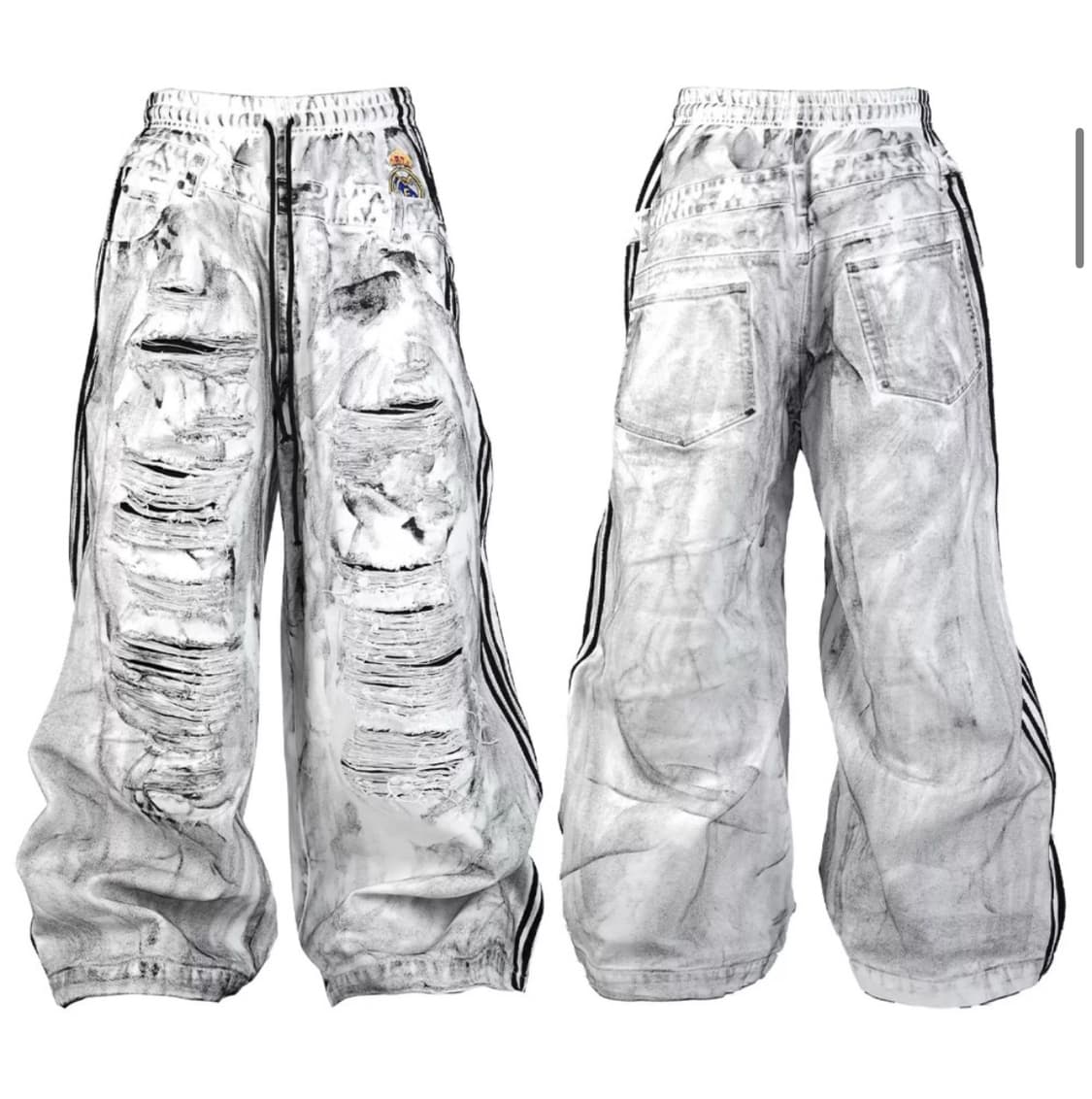 콰스 Fake Two-Waist Ripped Baggy Pants 상품이미지2