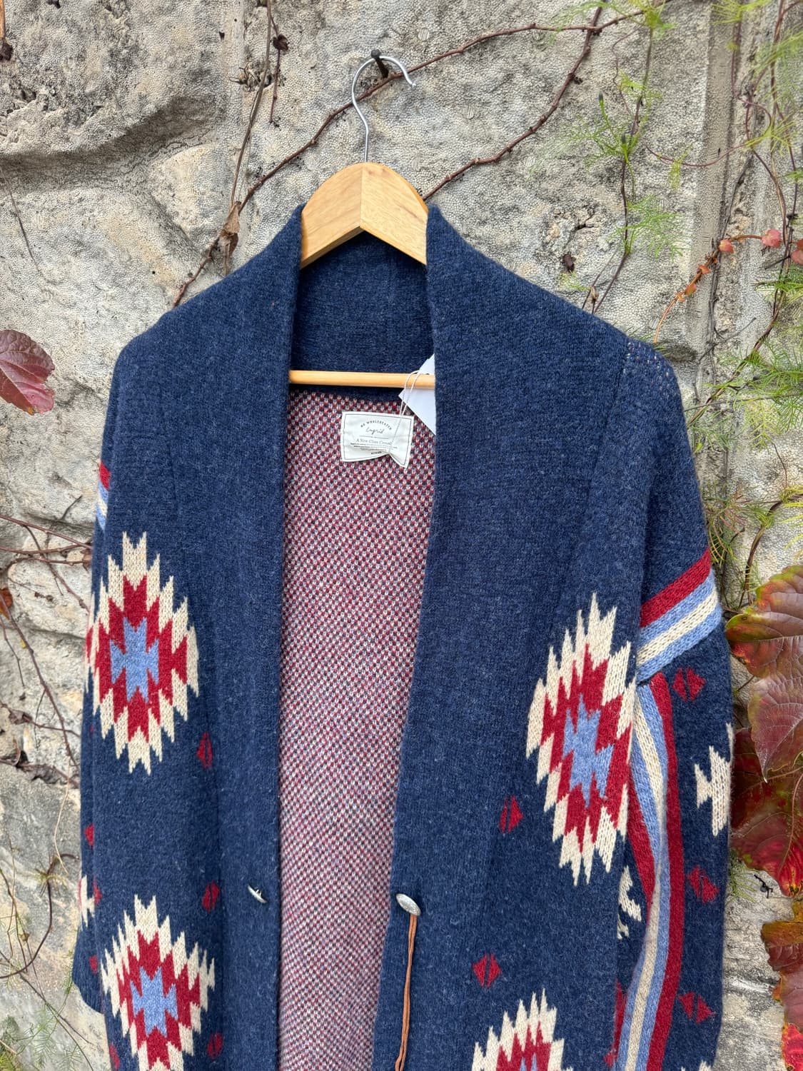 Ungrid 나바호 문양 패턴 콘쵸버튼 치마요 니트 코트 상품이미지5