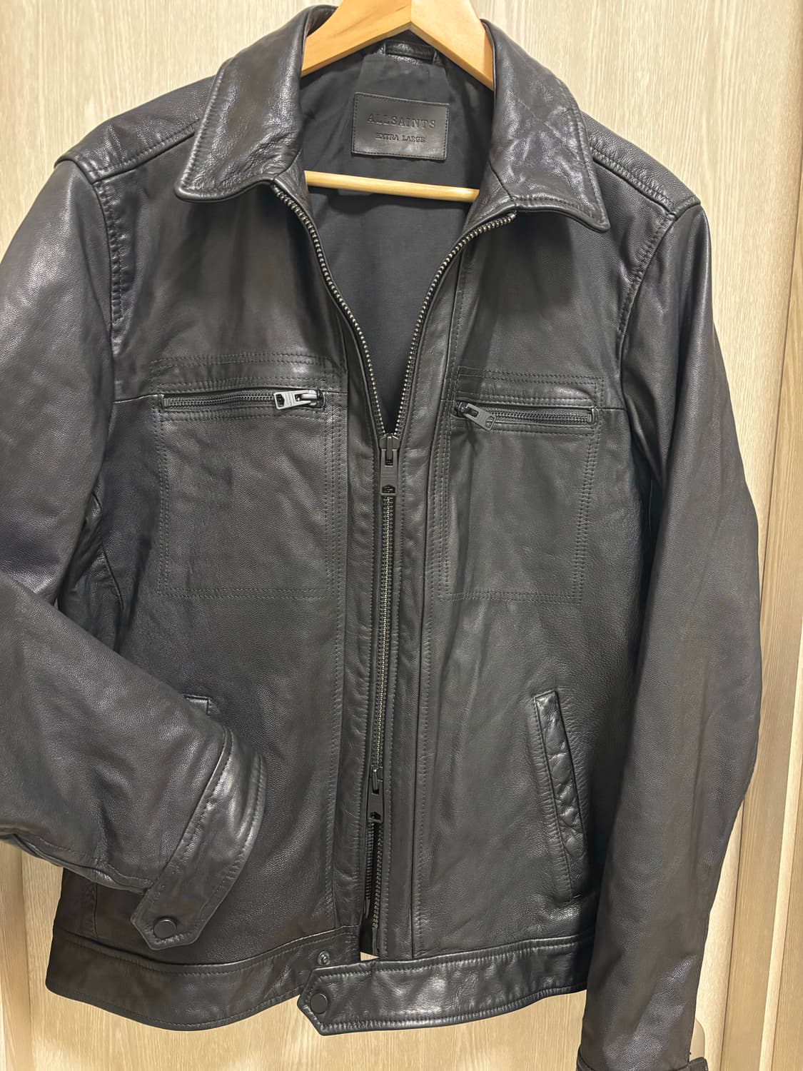 새상품급)올세인츠 집업 가죽자켓XL/105/블랙 상품이미지3