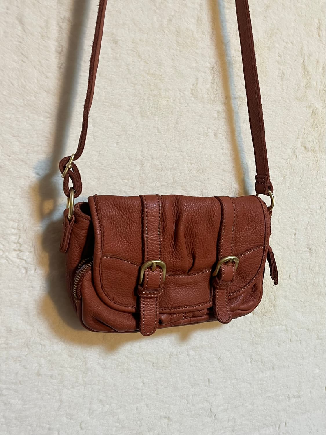 빈티지 브라운 가죽 크로스백 모리걸 상품이미지2