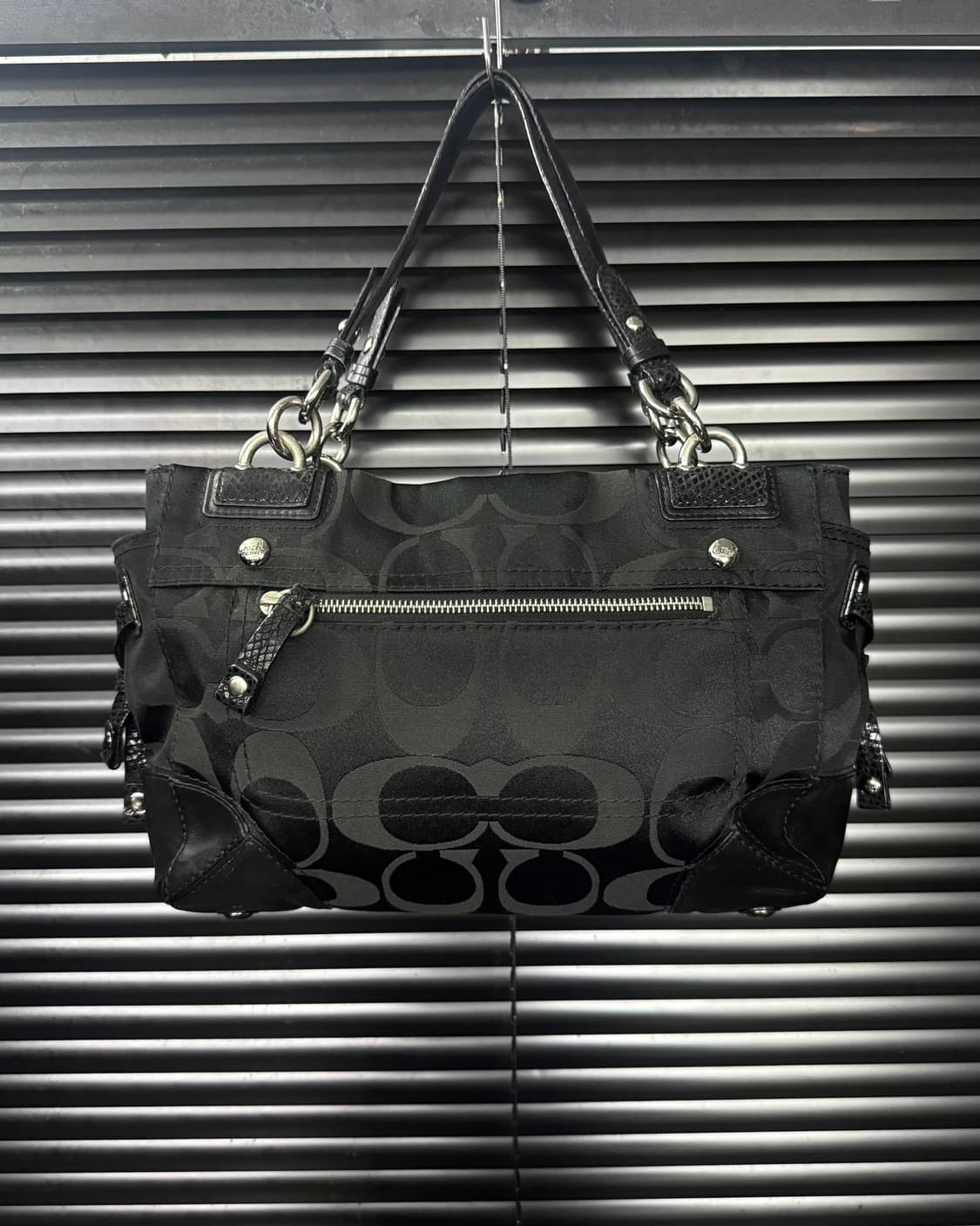 코치 뱀피 파이톤 체인 버클 가죽 캔버스 숄더백 락시크 고스 펑크 갸루 상품이미지6