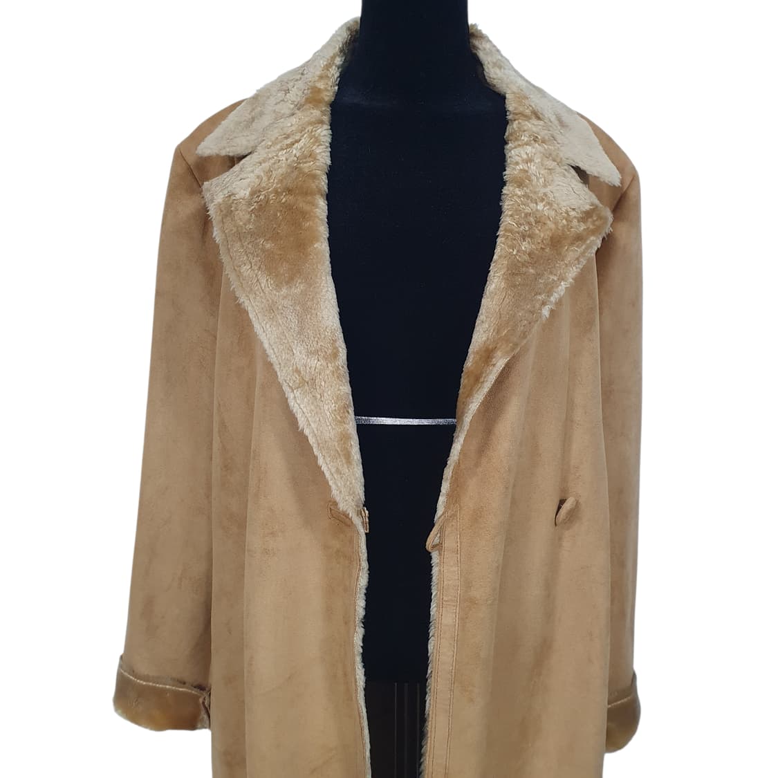 (77) 빈티지 카멜 베이지 롱 무스탕 코트 모리걸 상품이미지6