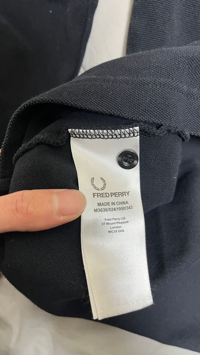 프레드 페리 블랙 트윈팁 긴팔 카라티 S 상품이미지4