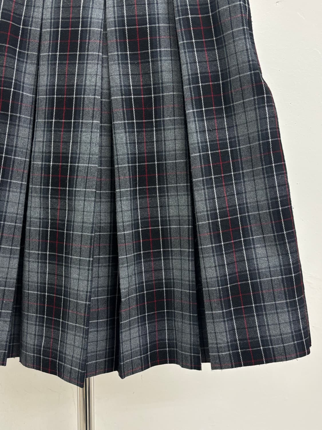 빈티지 그레이 플리츠 체크 스커트 상품이미지5