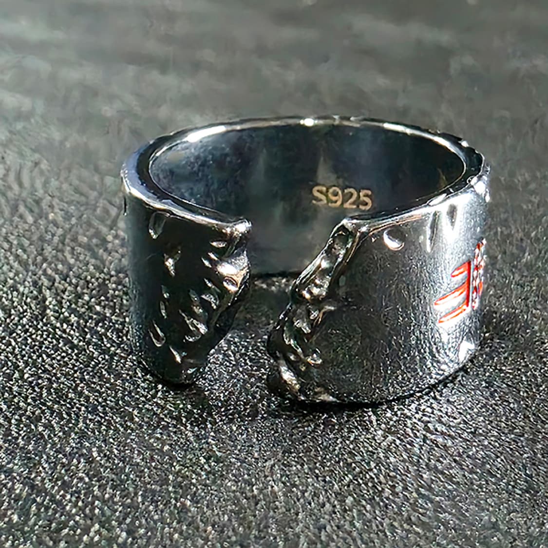 Banyahyeol 실버 흑도금 남자 빈티지 불교 피 부적 반지 상품이미지4