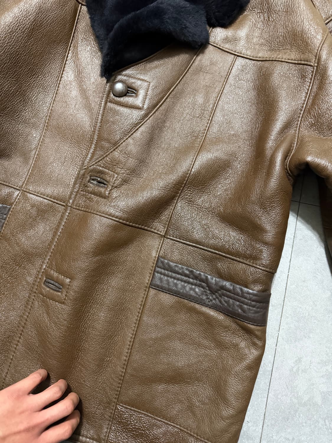 양가죽  브라운  무스탕  빈티지 빅사이즈  코트  110size   상품이미지2