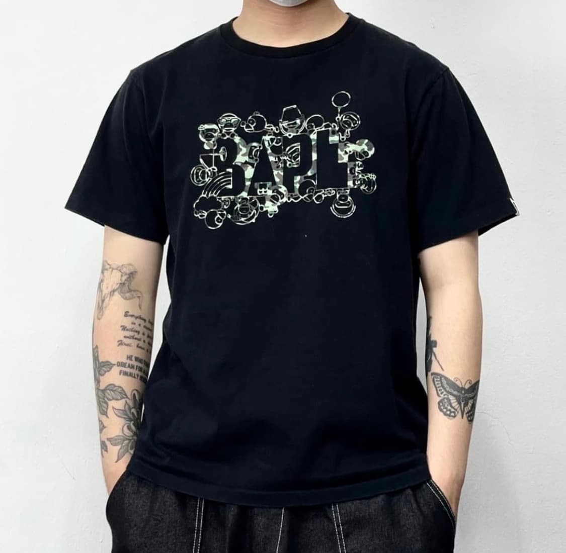 Bape 카모 레터링 티셔츠 L 상품이미지2