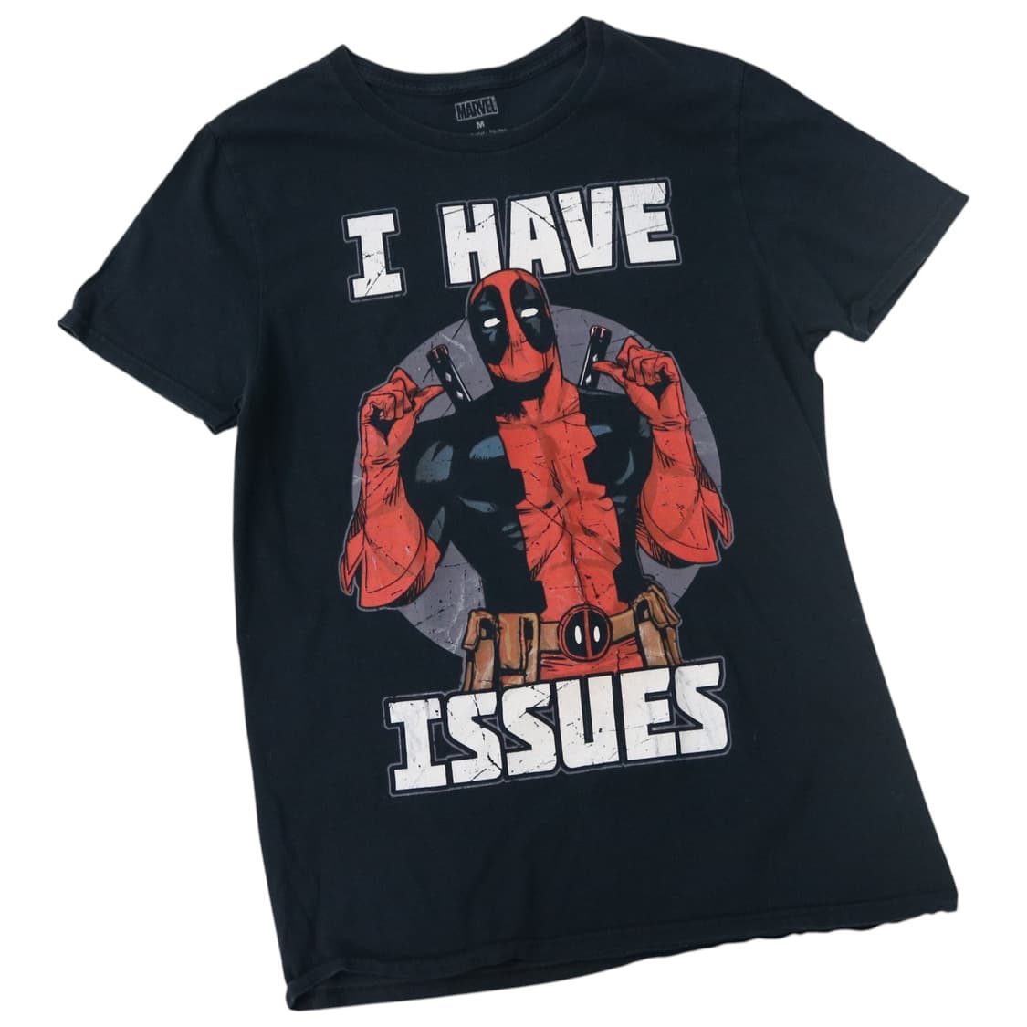 MARVEL 마블 데드풀 크랙 그래픽 블랙 반팔티셔츠 (M) 상품이미지1