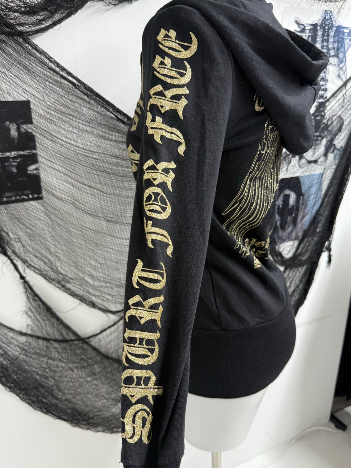 00s punk wing printing long hood zip up  상품이미지6