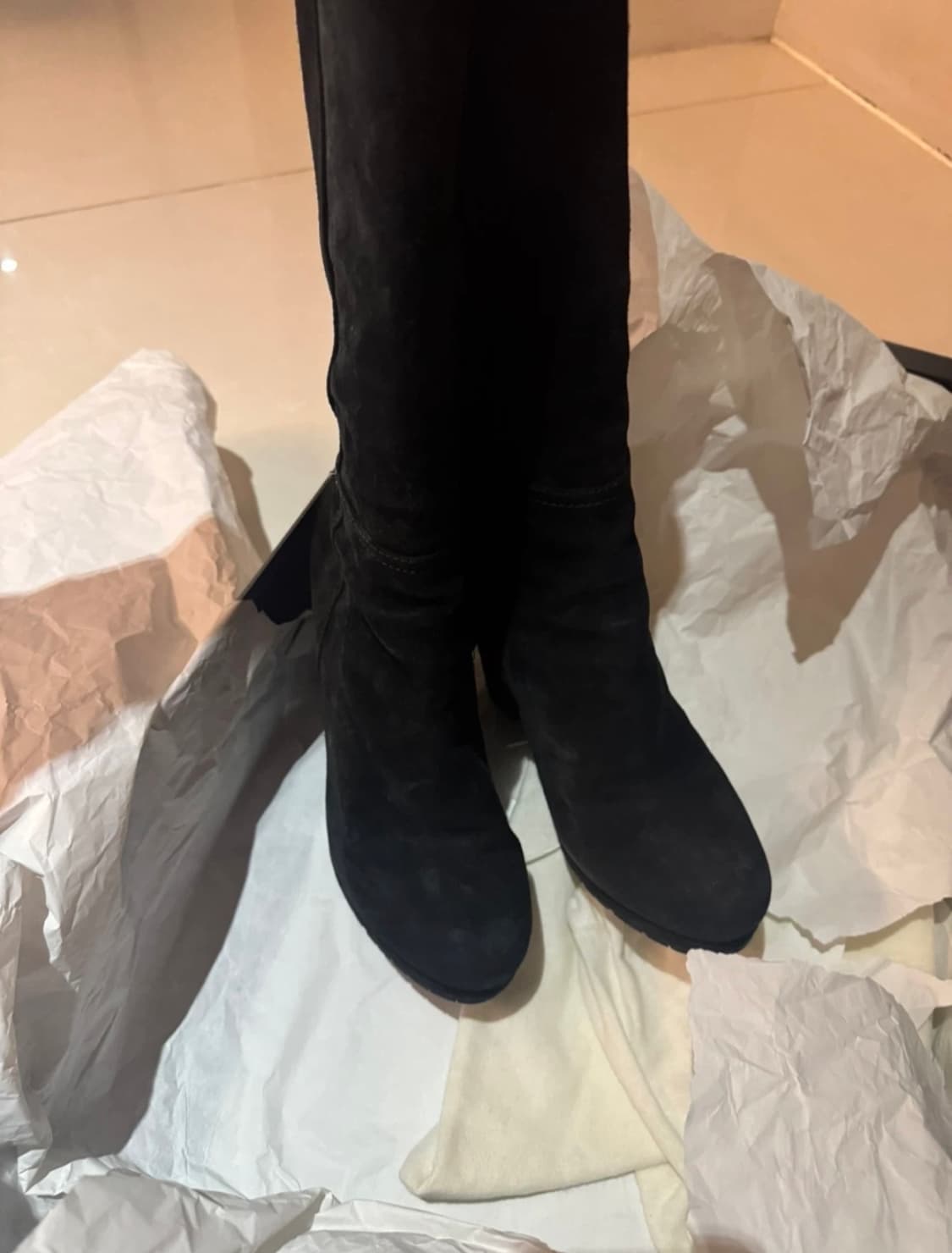 프라다 블랙 스웨이드 웨지힐 부츠 상품이미지2