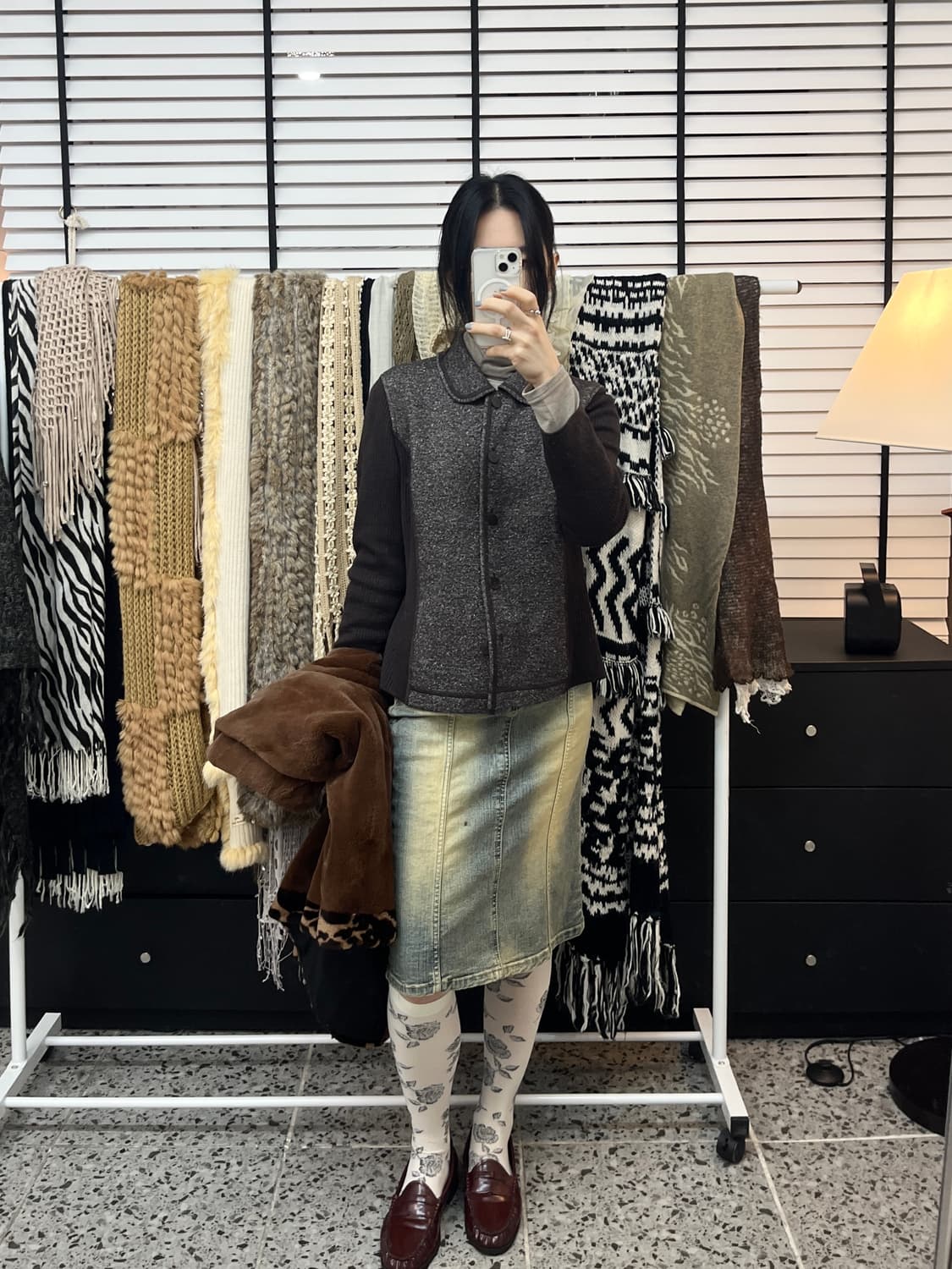 mocha circle collar cardigan 상품이미지3
