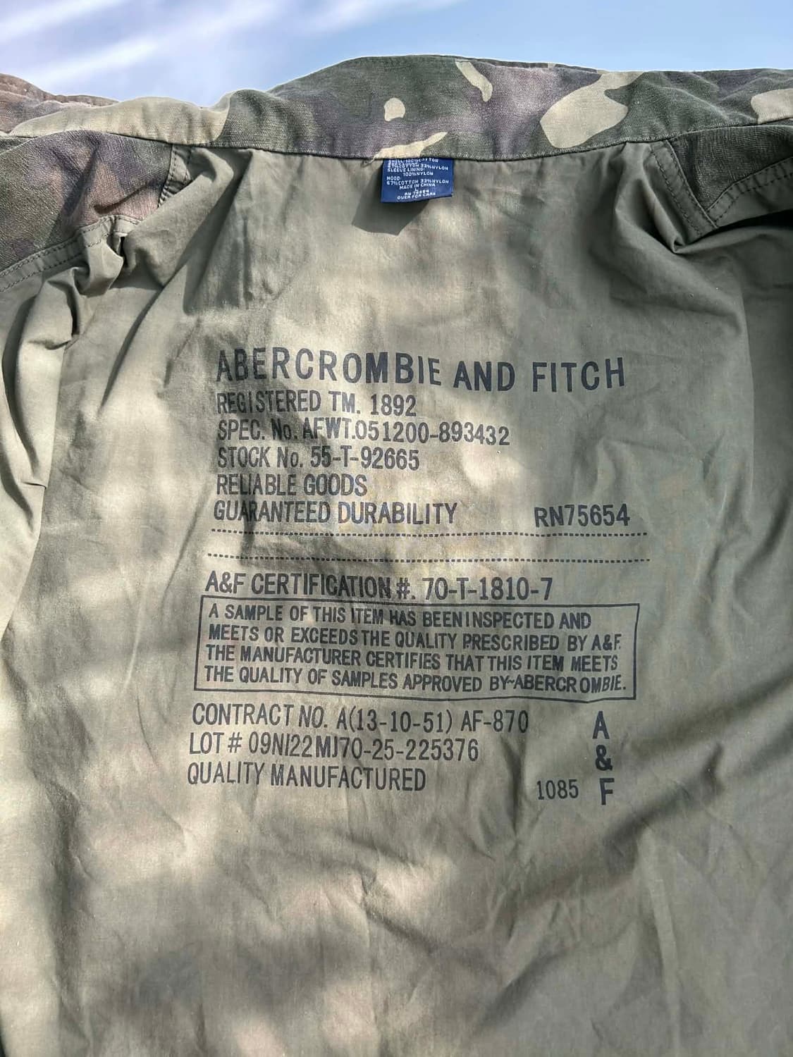 [L] 아베크롬비 M65 카모 밀리터리 야상 필드 자켓 상품이미지3