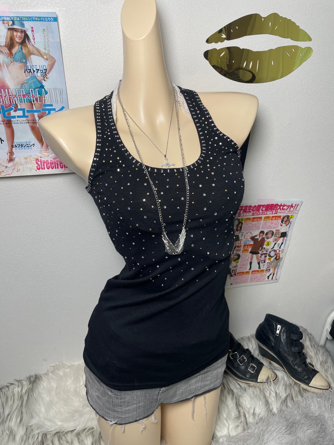 Pinky&dianne 큐빅 스터드 나시 슬리브리스 상품이미지1