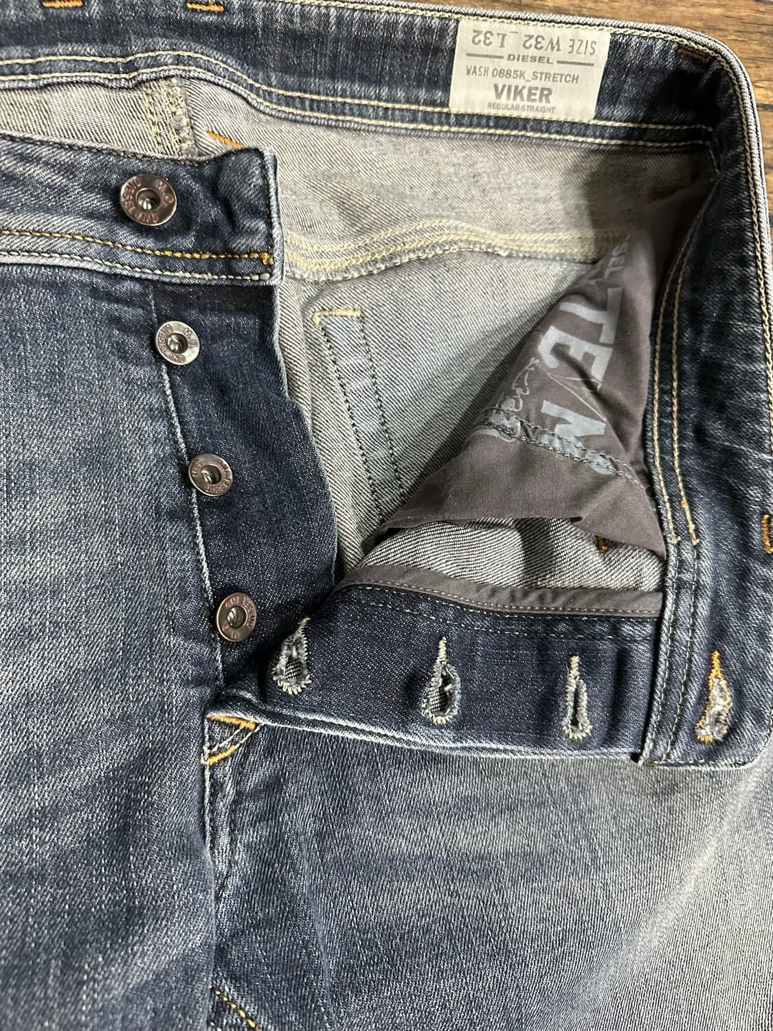 디젤 DIESEL VIKER 0885K 워시드 스트레이트 데님 팬츠 32 상품이미지5