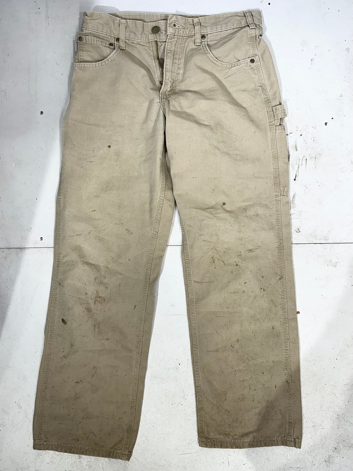 칼하트 b159 베이지 와이드 카펜터 워크 팬츠 가죽탭 바지 29 상품이미지4