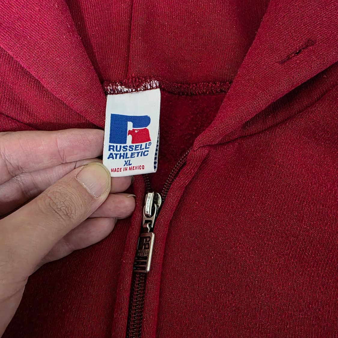 [XL] 90s 빈티지 러셀 후드 집업 페이디드 레드/버건디 상품이미지5