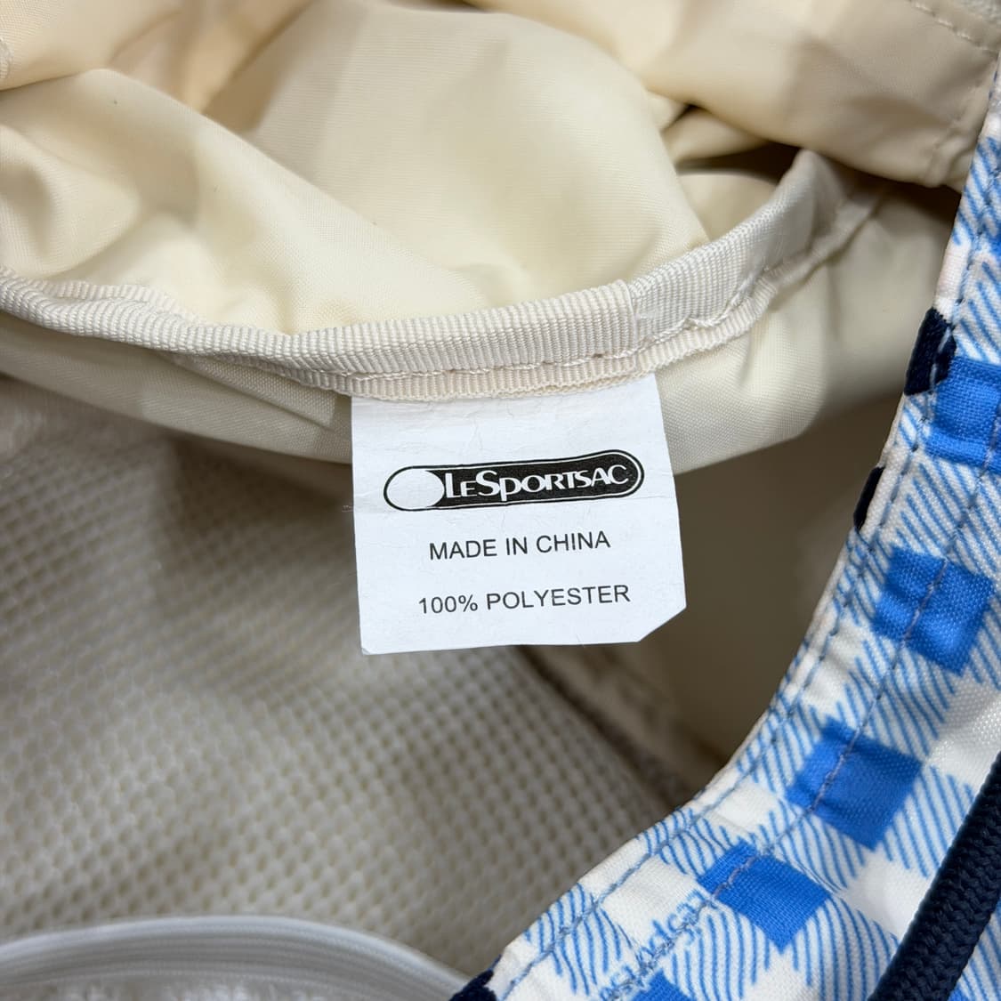 레스포삭 모리걸 미키 체크 패턴 복조리 포켓 백팩 가방 블루 상품이미지6