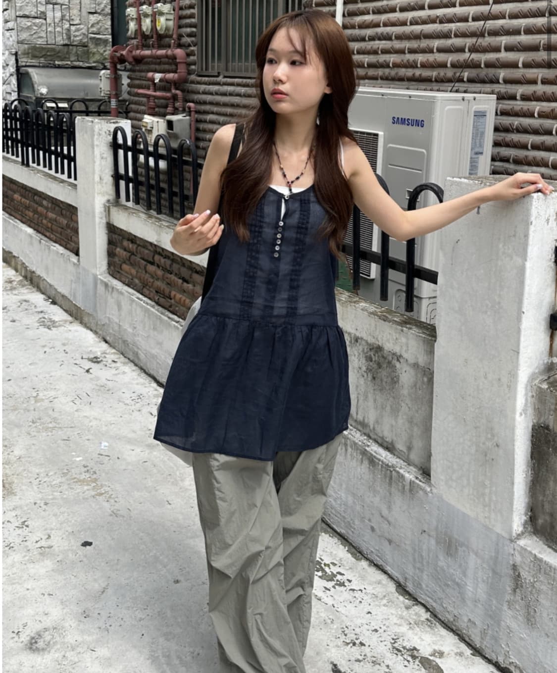 [새상품 반값] 신시 시스루 레이어드 나시 미디 원피스 상품이미지7