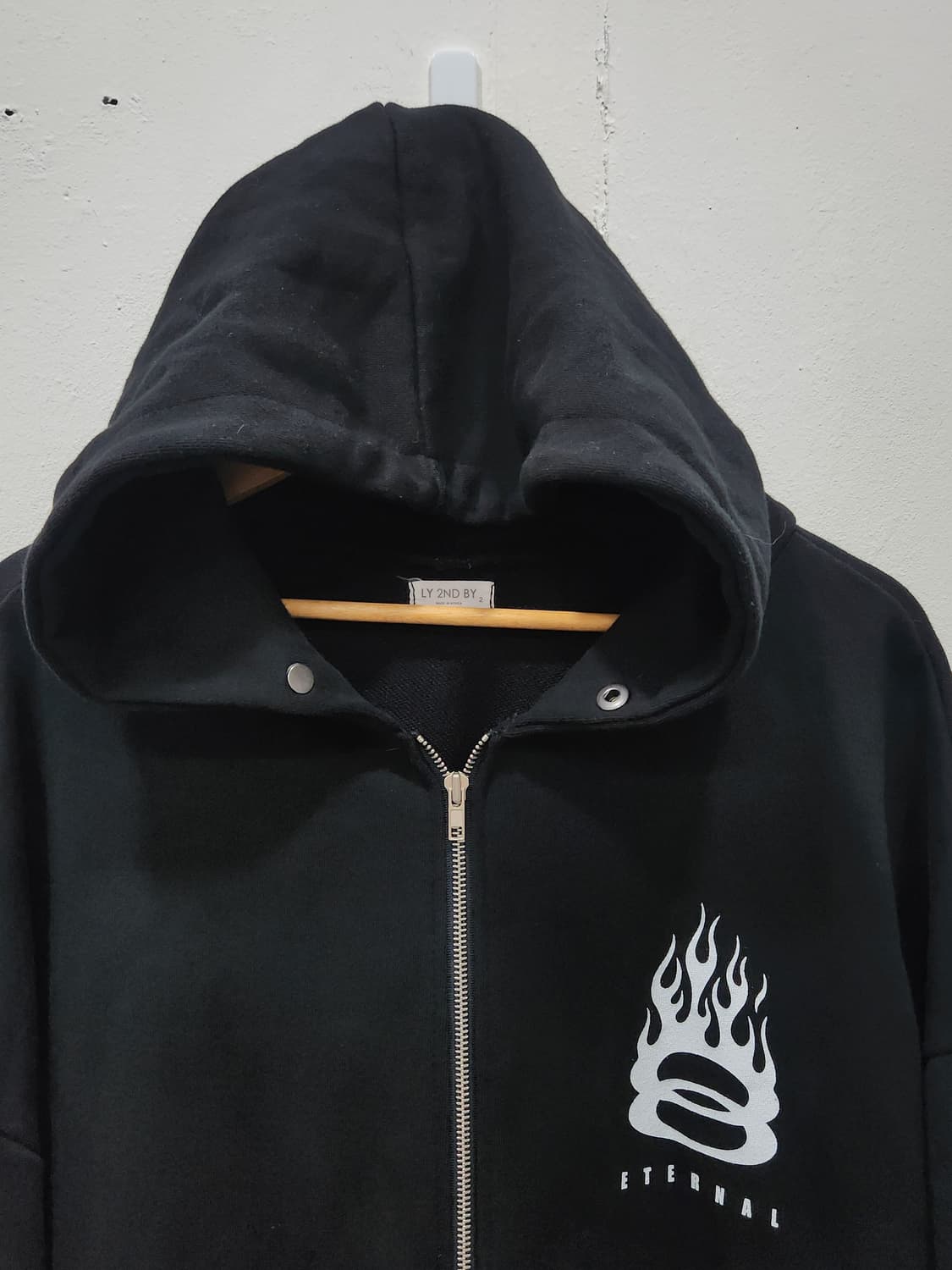 [XL] 스트리트빈티지 불꽃 프린팅 블랙 후드집업 남성 XL 상품이미지3