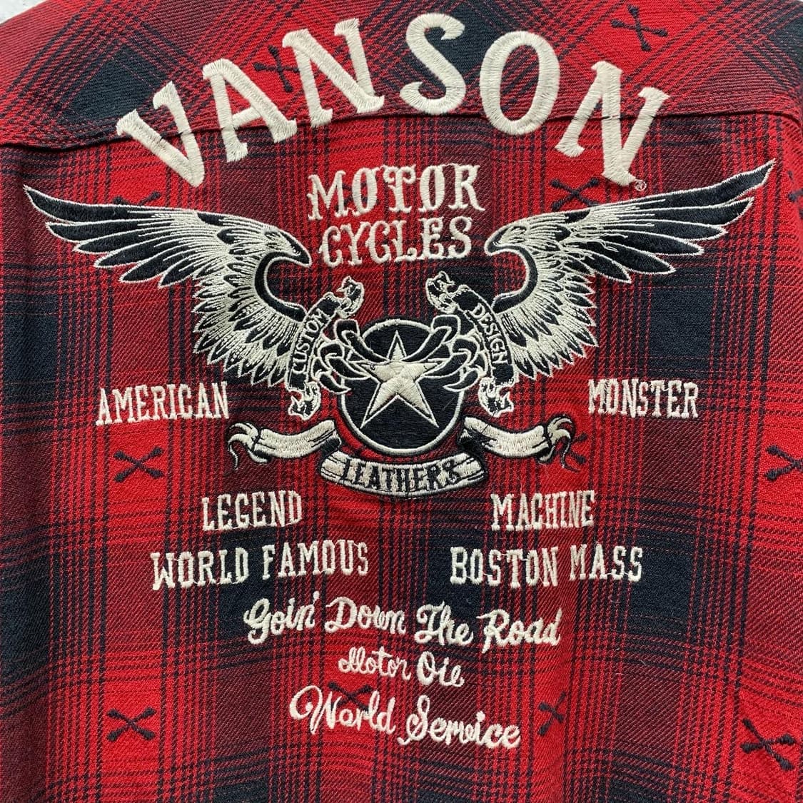 벤슨 레드 체크 빅로고 본패턴 자수 헤비 셔츠  상품이미지6