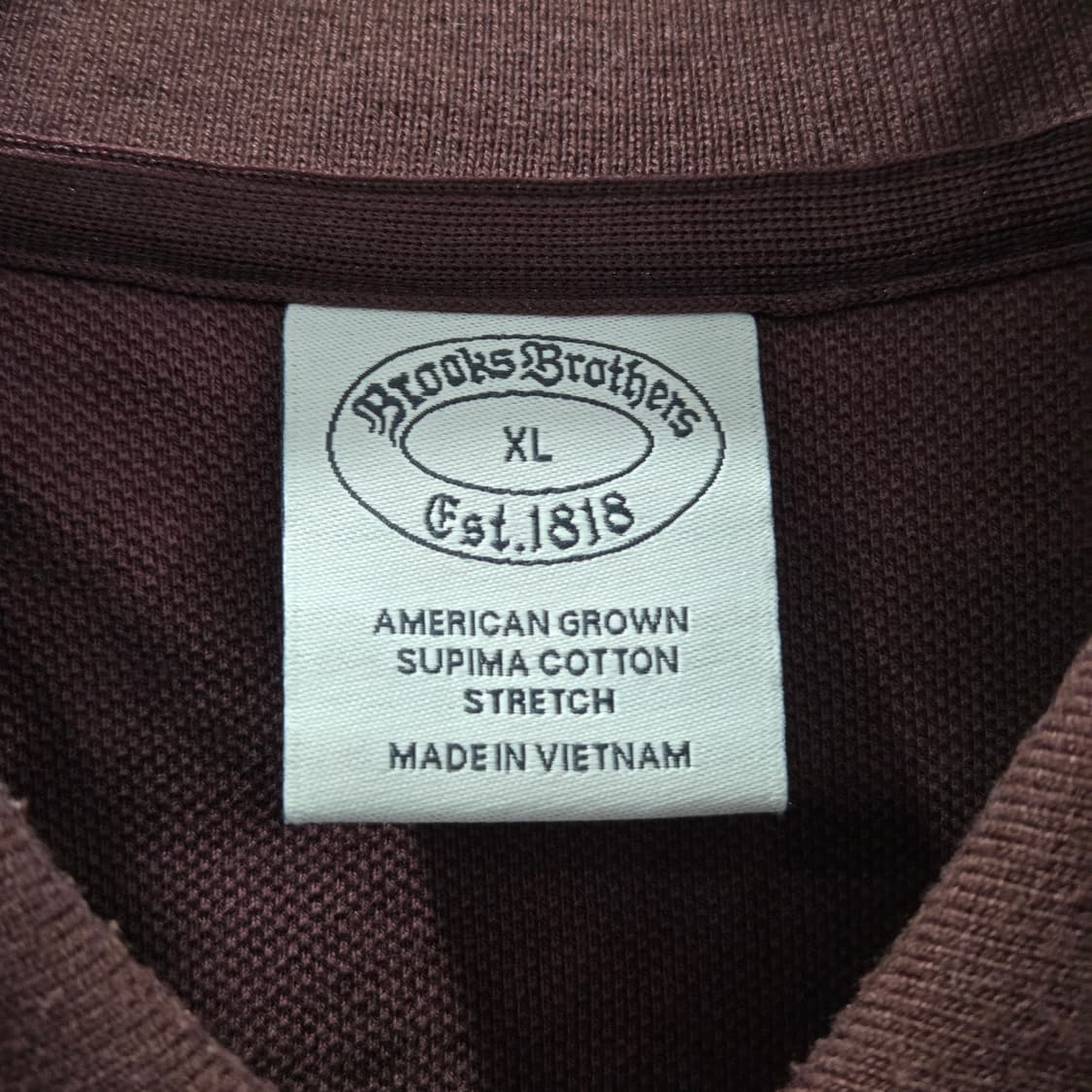 브룩스브라더스 피케 카라 반팔티 버건디 XL 상품이미지3