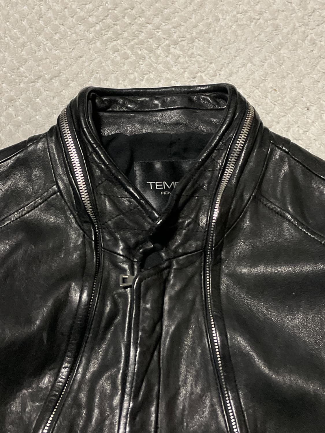 TEMPO HOMME 웨스턴 무드 램스킨 양가죽 지퍼라인 절개 레더 상품이미지5