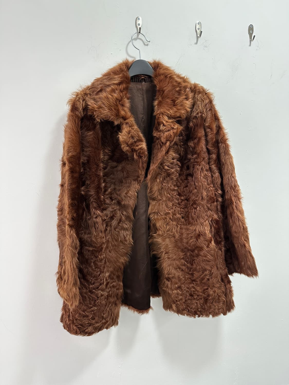 Brown curly fur jacket 상품이미지4