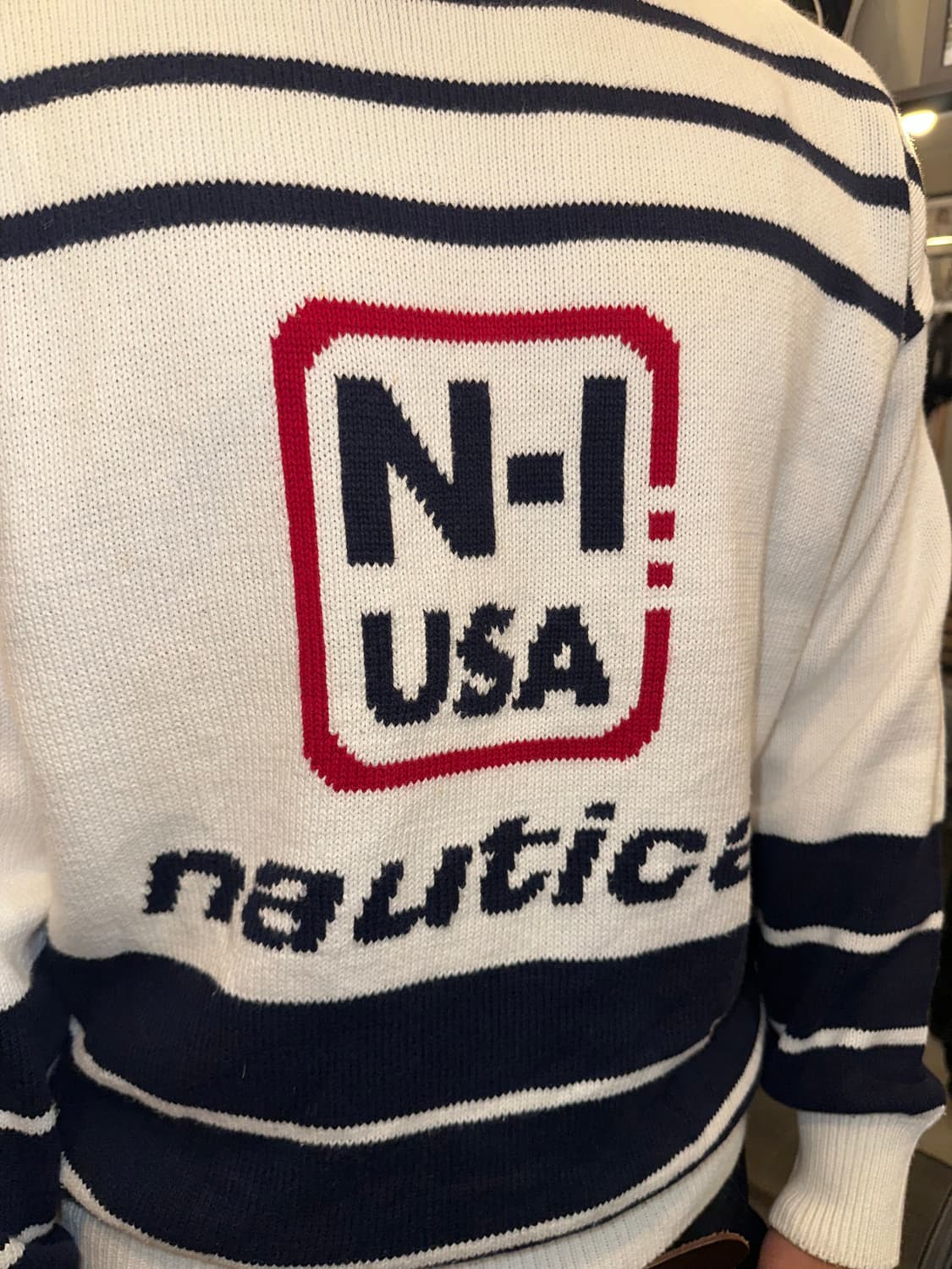 00’s Nautica box logo line detail knit 상품이미지6