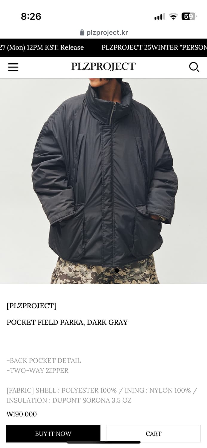 플리즈프로젝트 POCKET FIELD PARKA,DARK GRAY 상품이미지1