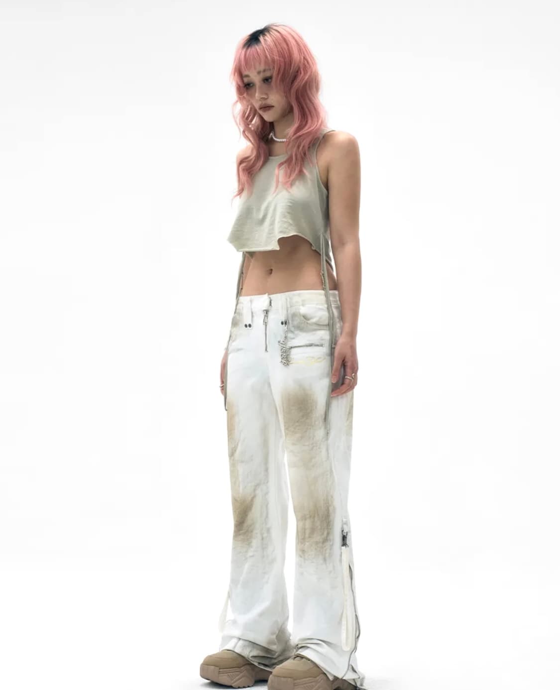 [M] Yeel washed zipper pants white 상품이미지4