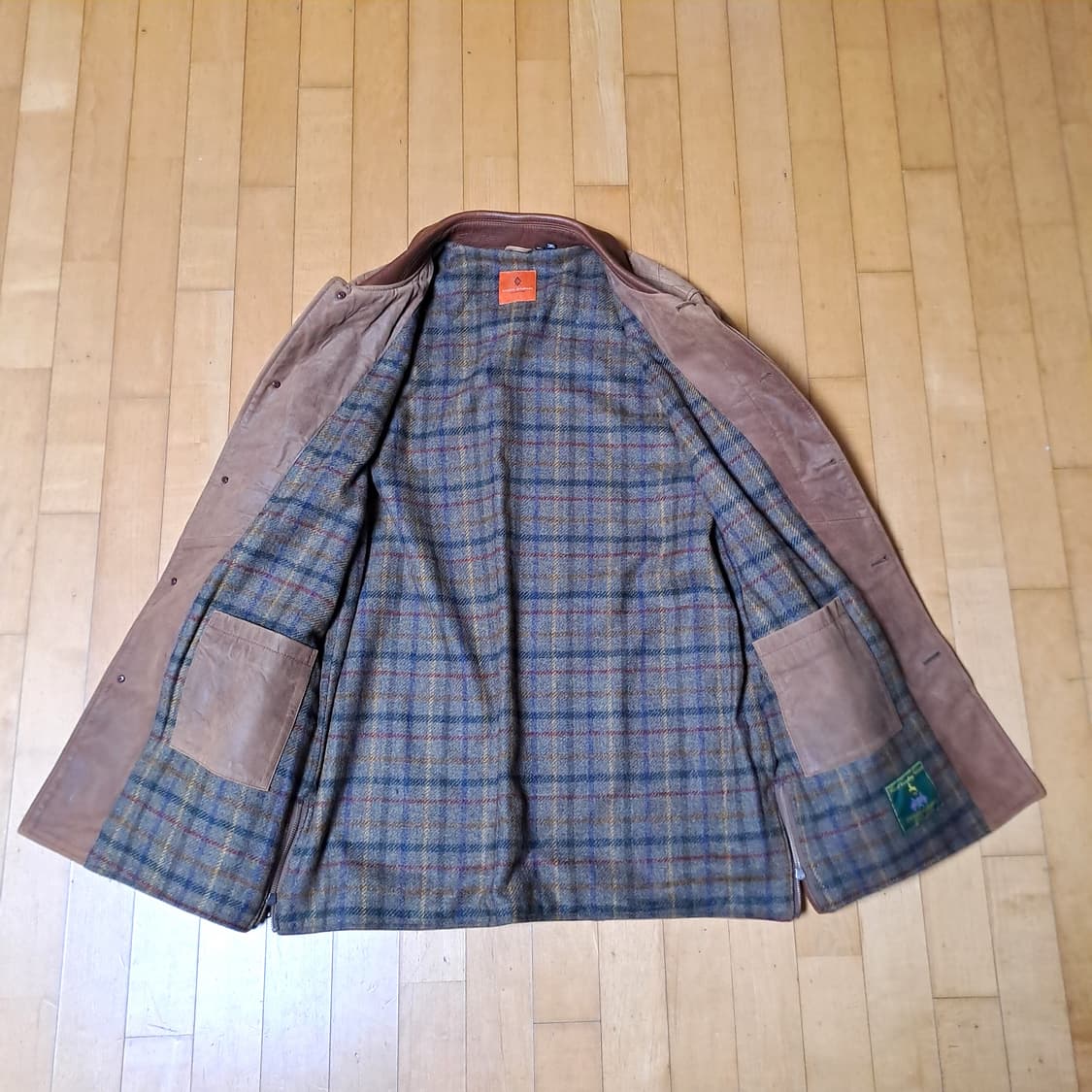 (택포) 시어링 가죽 퀼팅 자켓 잉글랜드 트위드 원단 120 B478 상품이미지8