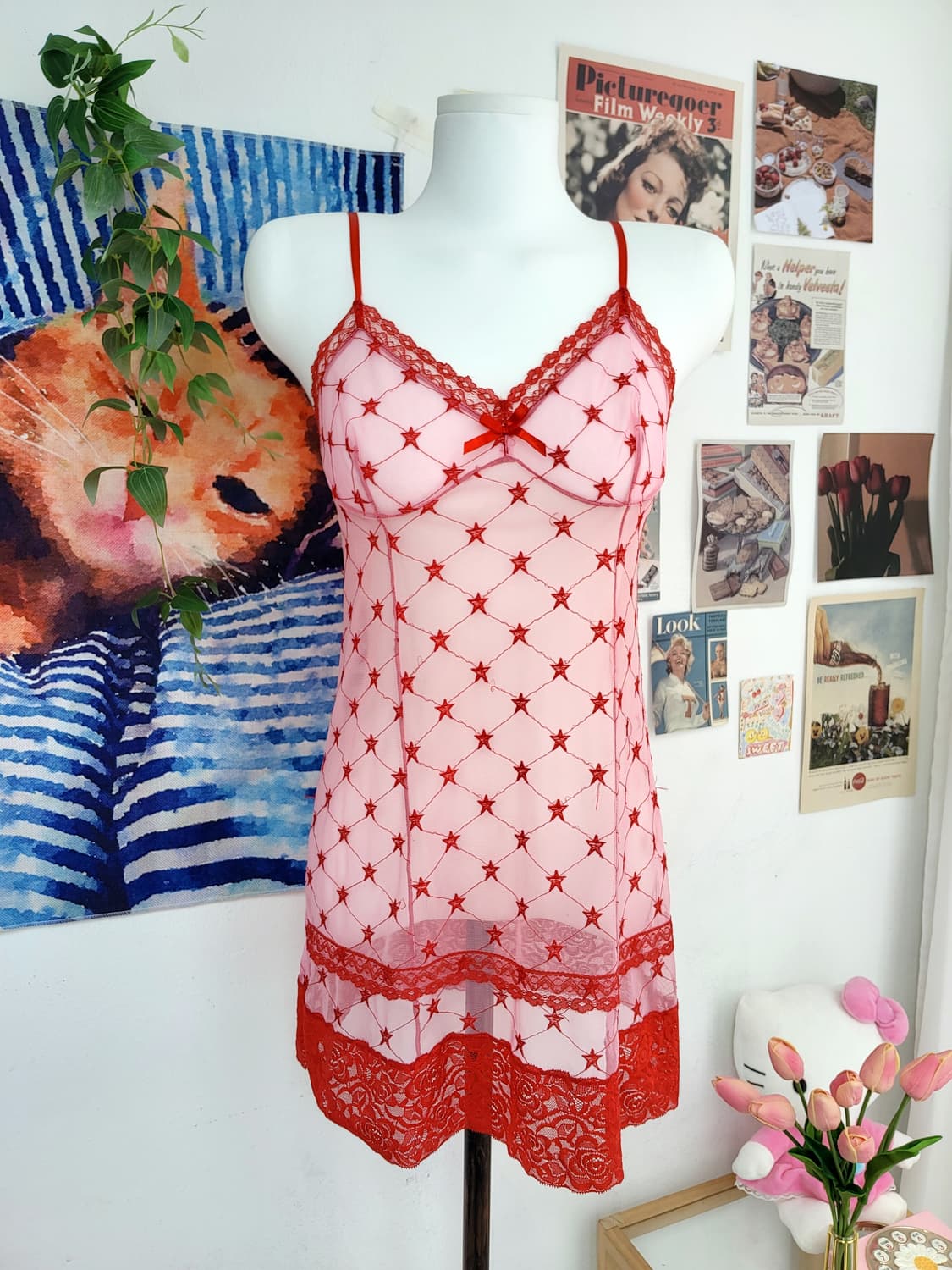 러블리 스타 레드 슬립 빈티지 레이어드 상품이미지9