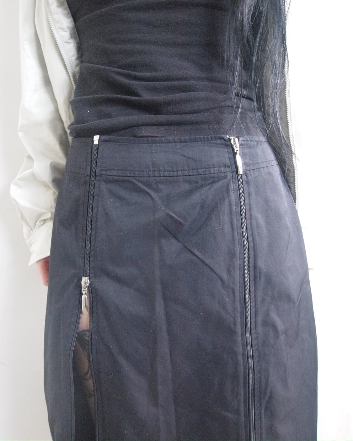 maurice abot 언밸런스 프론트지퍼 나일론 스커트 상품이미지2