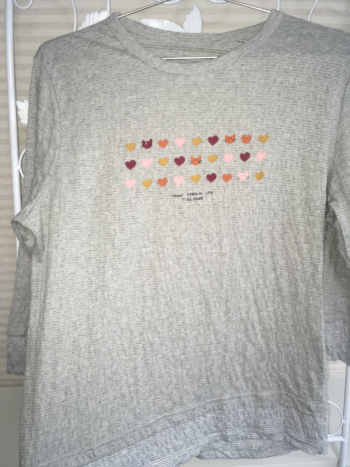 jpn vintage gray stripe cat printing t 상품이미지8