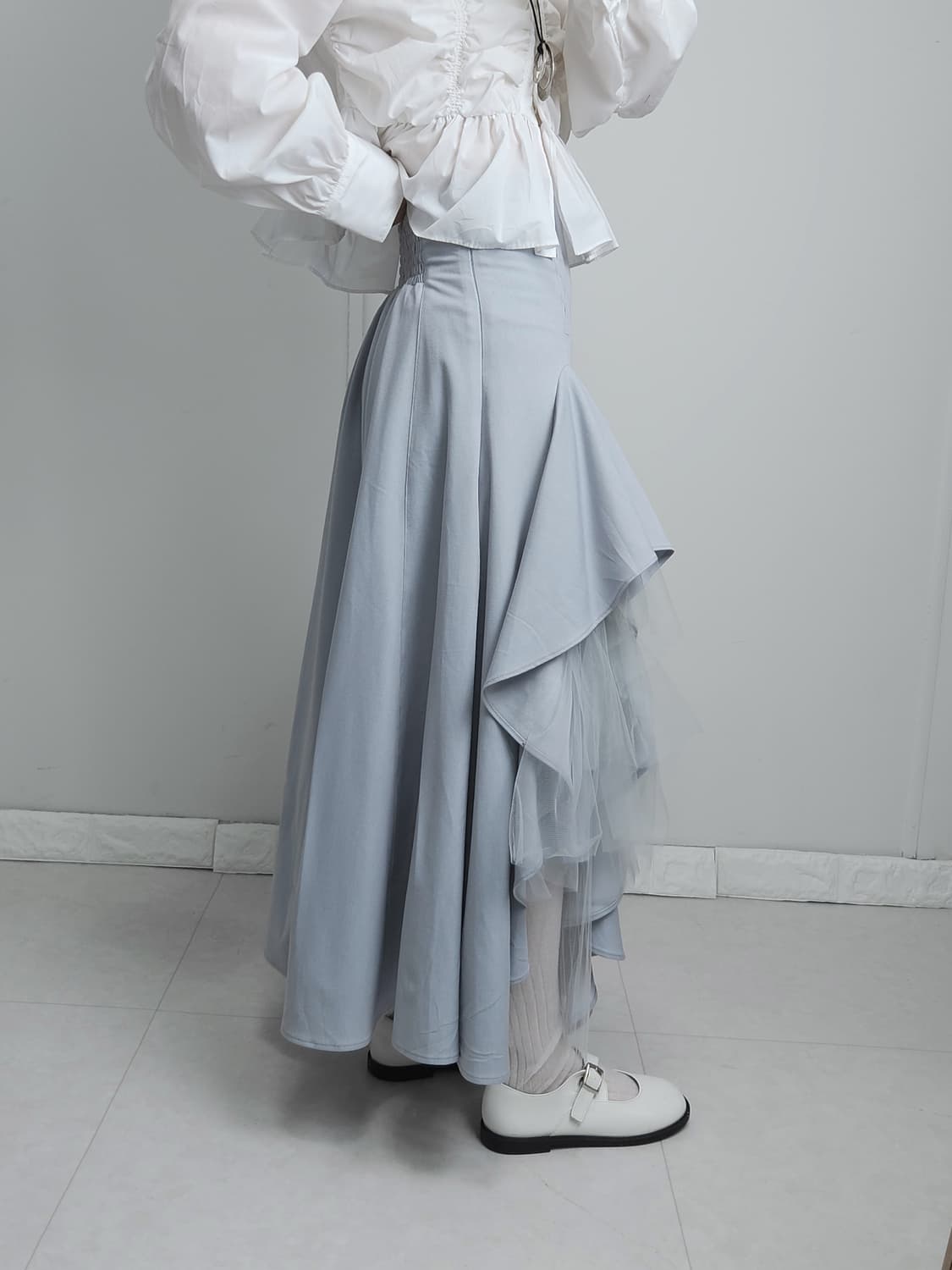 프릴 샤 롱 스커트 상품이미지4