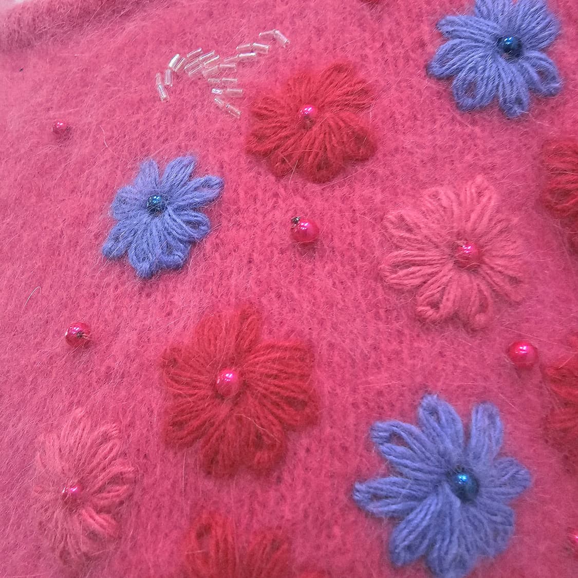 앙고라 핑크 플라워 자수 니트 상품이미지8