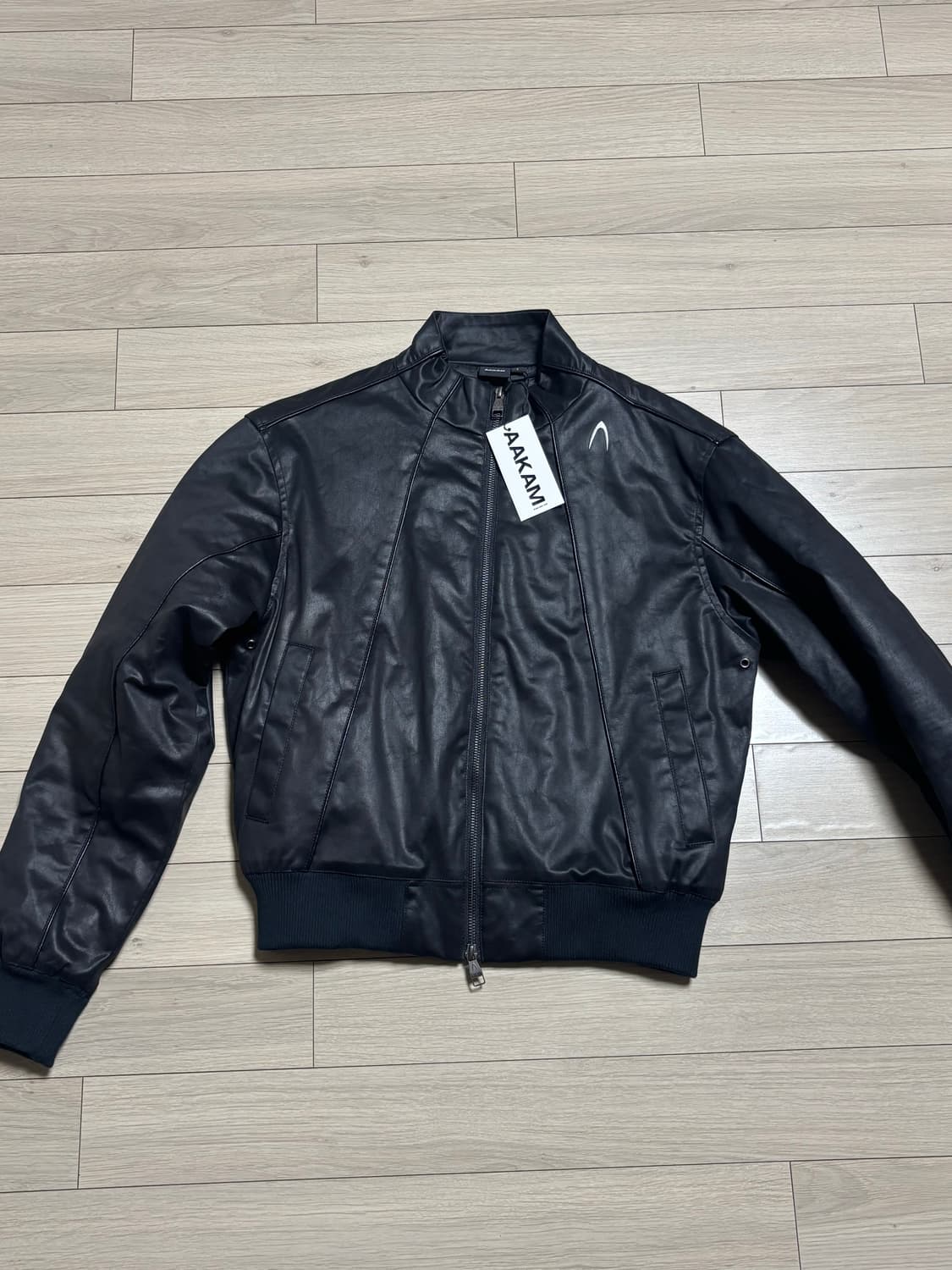 [1사이즈] 아캄 aakam 피핑 레더 블루종 자켓 블랙 상품이미지4