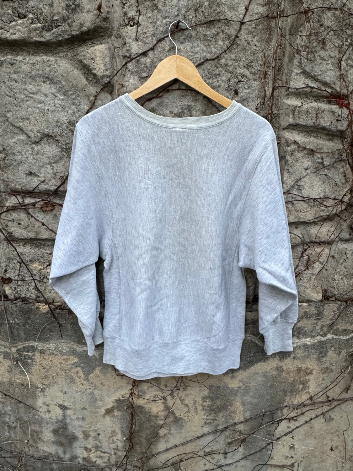 90s 챔피온 빈티지 리버스위브 자수로고 플레인 스웻 셔츠 맨투맨 회색 상품이미지2