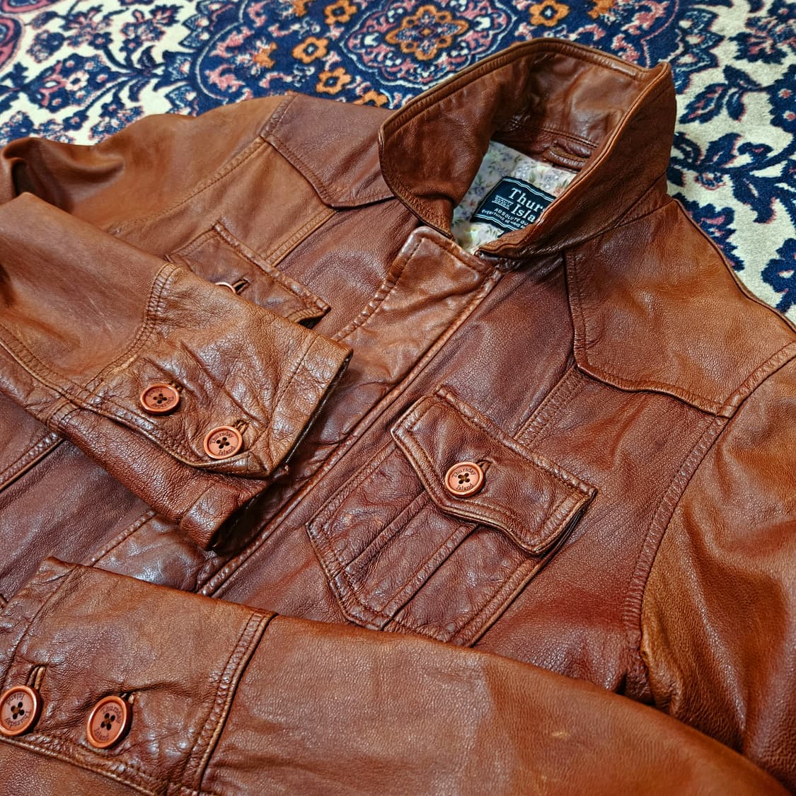 써스데이아일랜드 빈티지 y2k 가죽 자켓 90size 상품이미지2