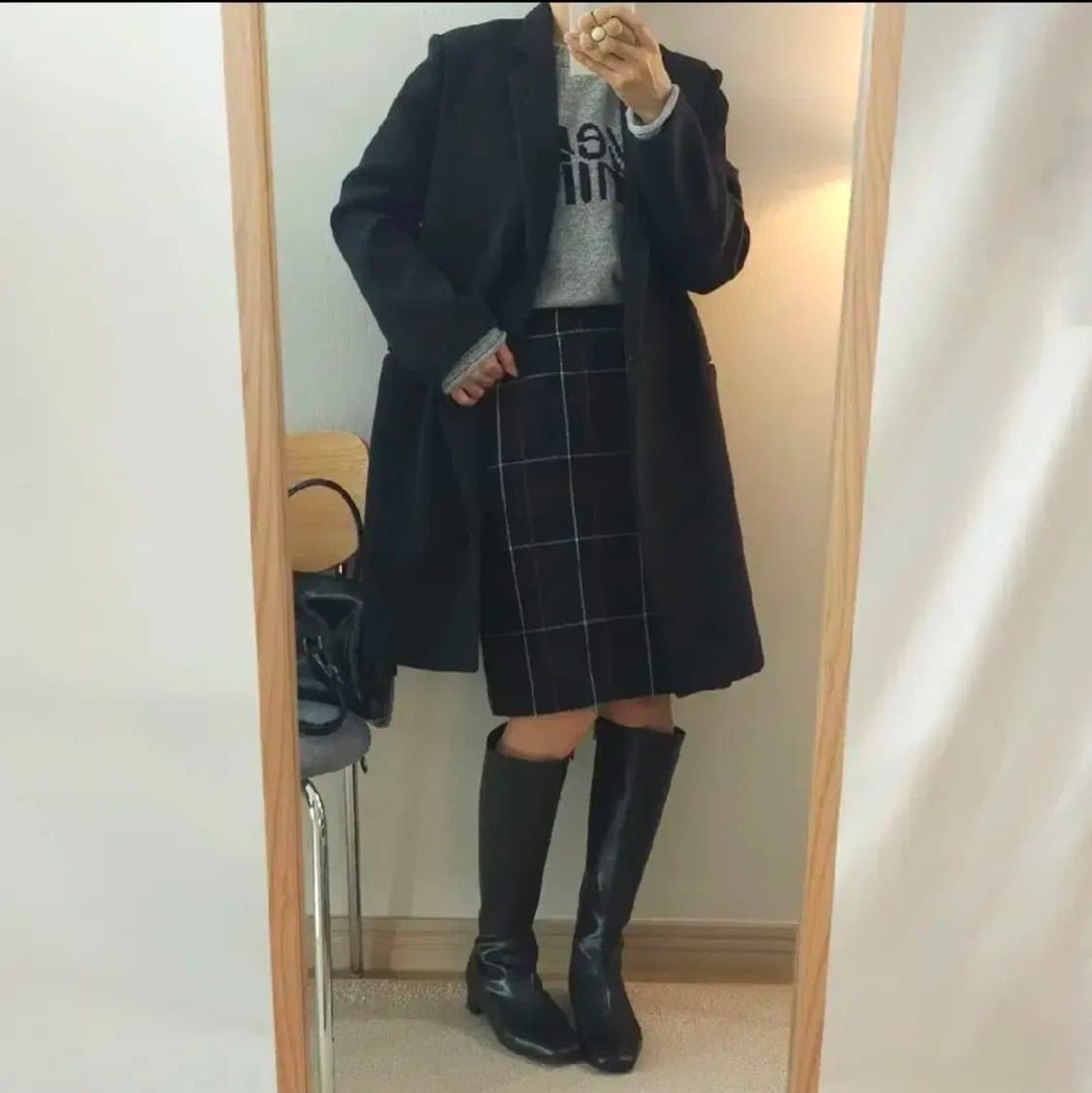 (88-98-165)SJSJ 울 캐시미어 모직 여성 코트 차콜 상품이미지2