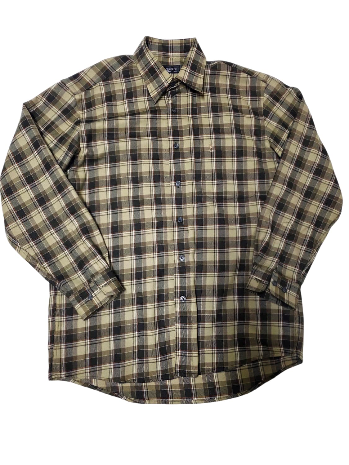 [입생로랑] 올드머니 감성 브라운 타탄체크 클래식 셔츠 95(M) 상품이미지1