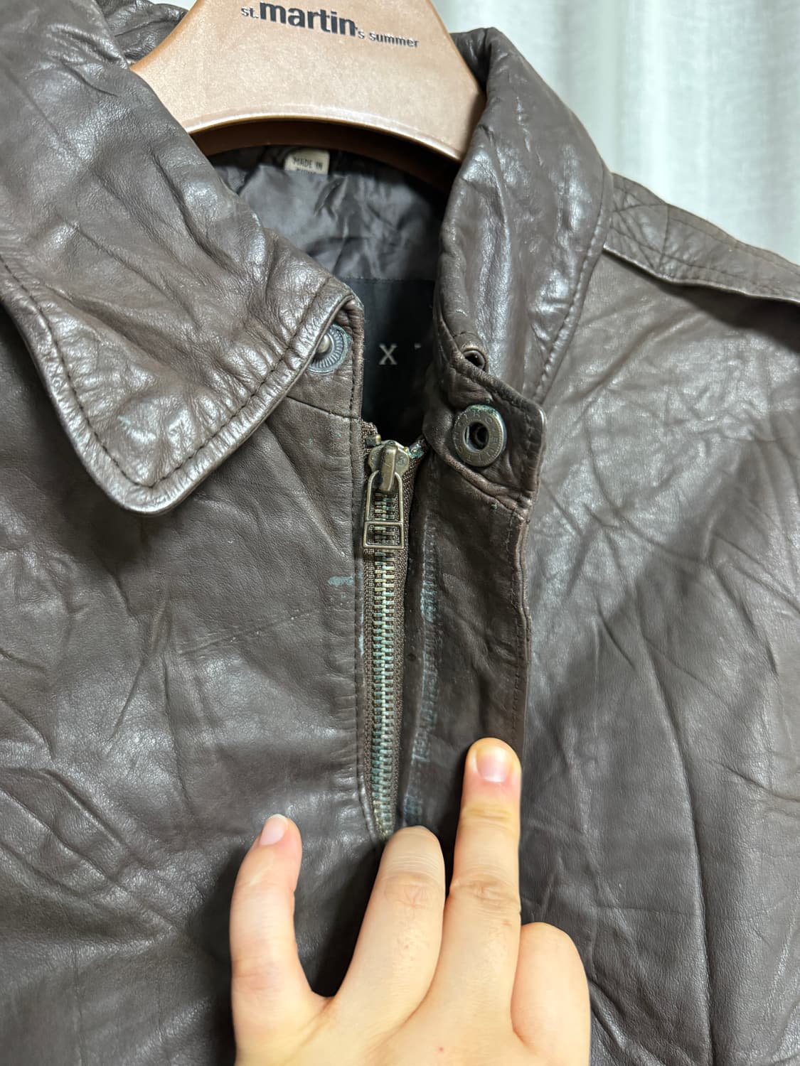 브라운 가죽 봄버  상품이미지4