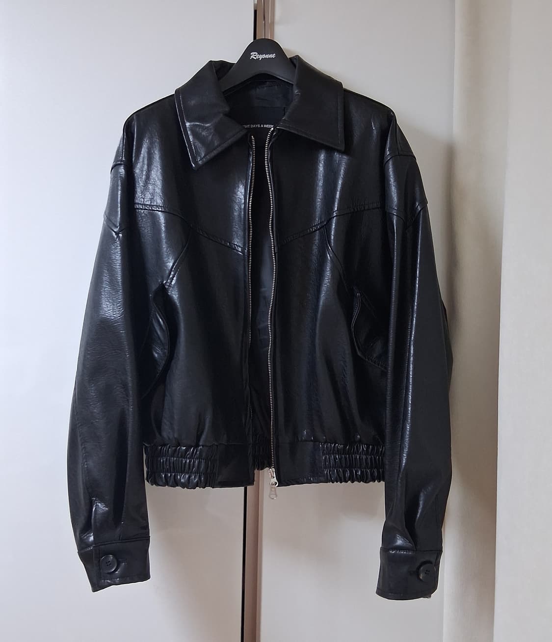 에잇데이즈어위크 카라 레더 가죽 점퍼 집업 자켓 블랙 상품이미지1