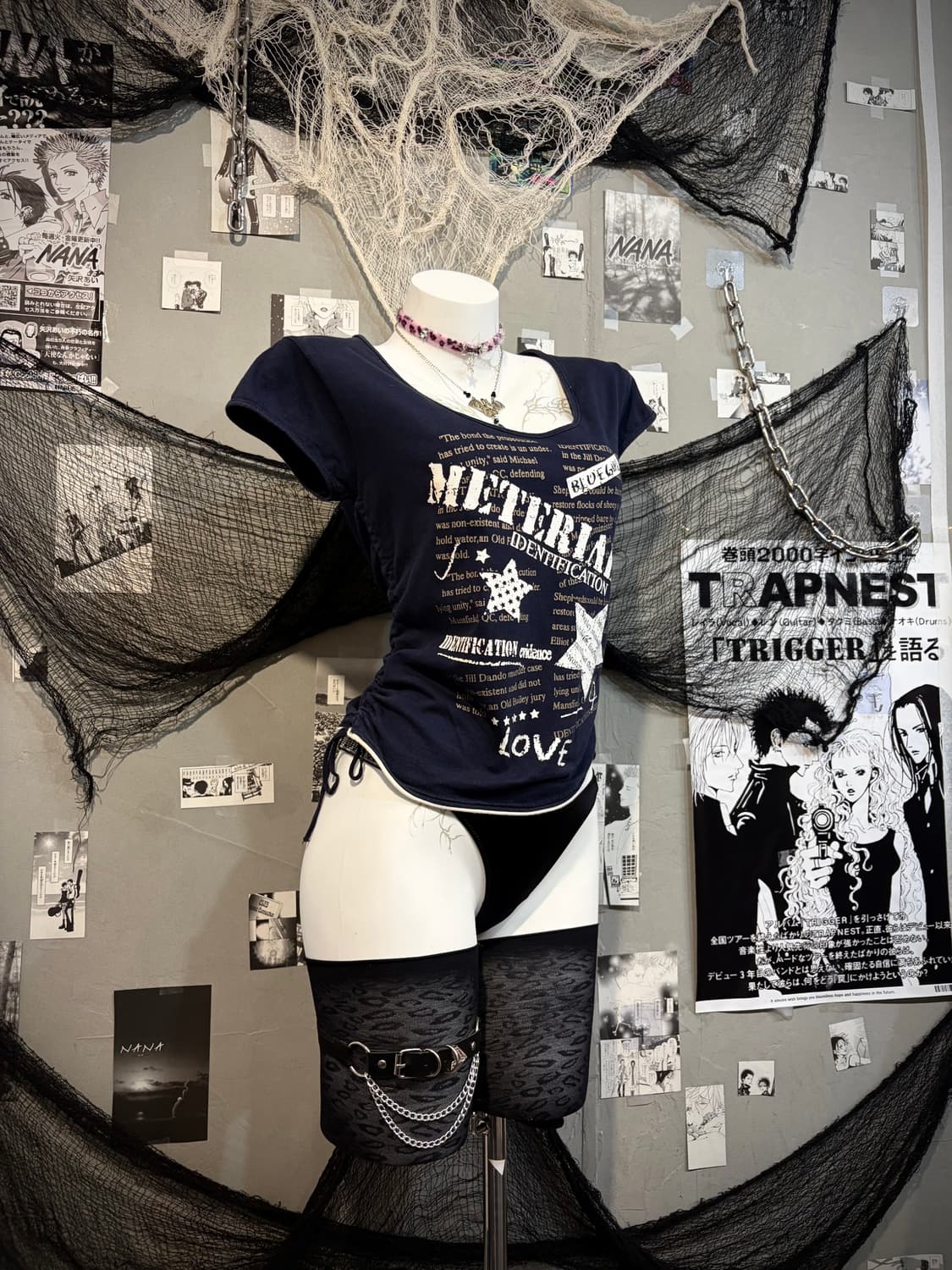 Y2K star lettering shirring short sleeve 상품이미지4