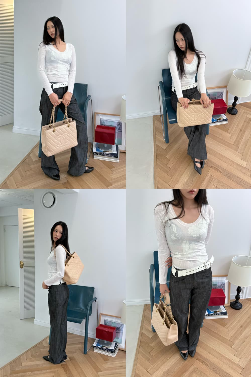 샤넬 그랜드샤핑 캐비어 베이지 숄더백 상품이미지2