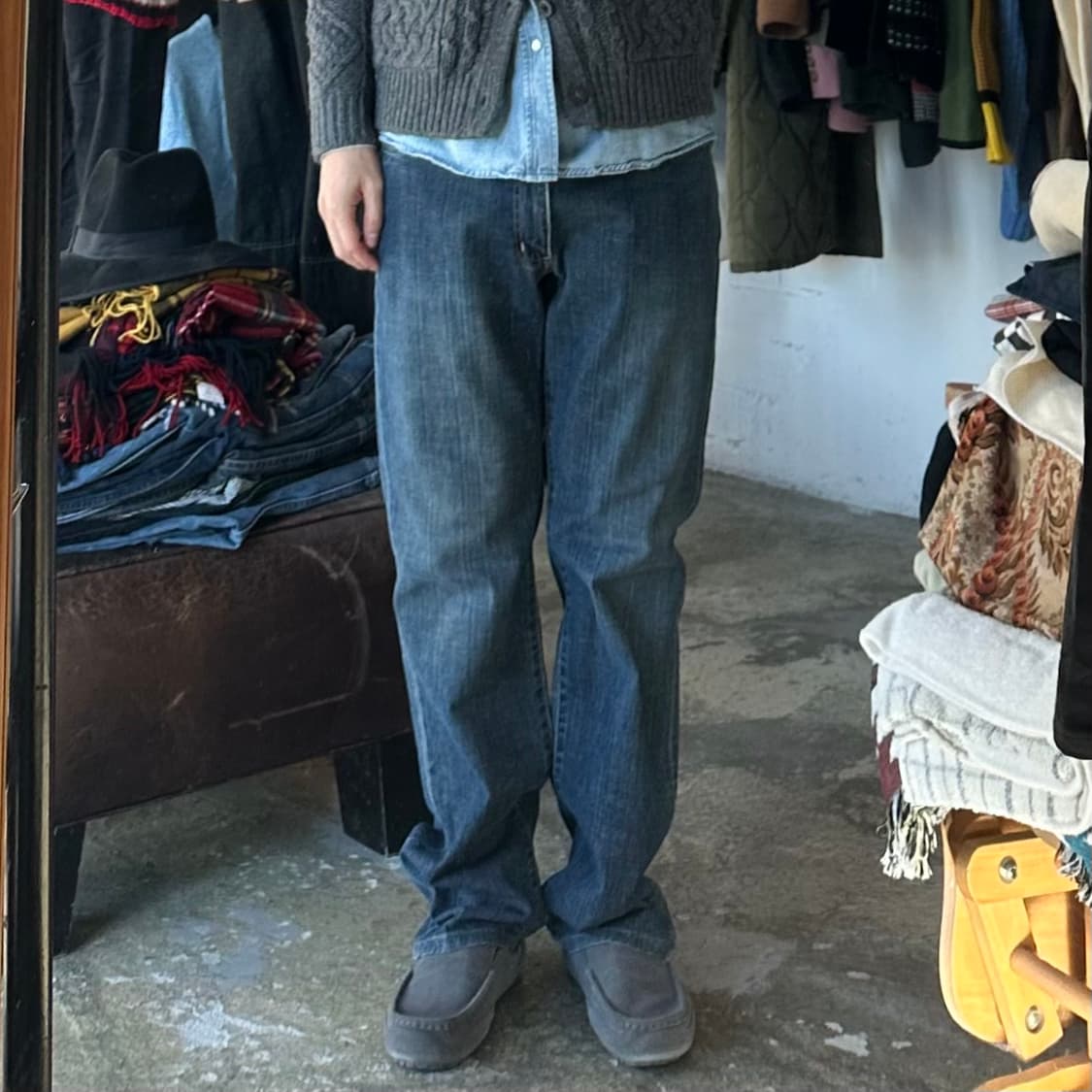 (착용컷) Wrangler 데님 팬츠 (남성용 34) 상품이미지3