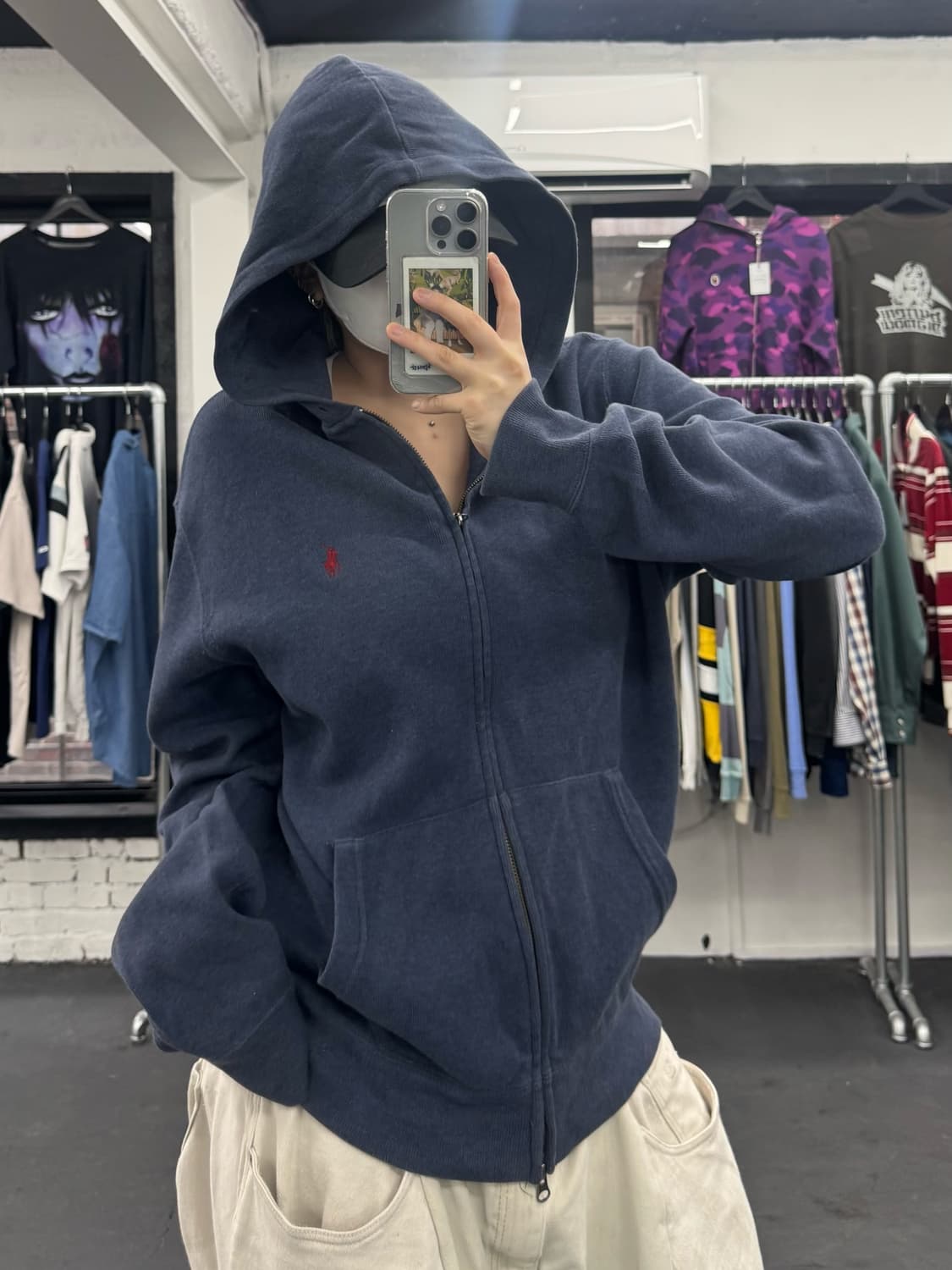 폴로 랄프로렌 투웨이 네이비 후드집업 상품이미지3