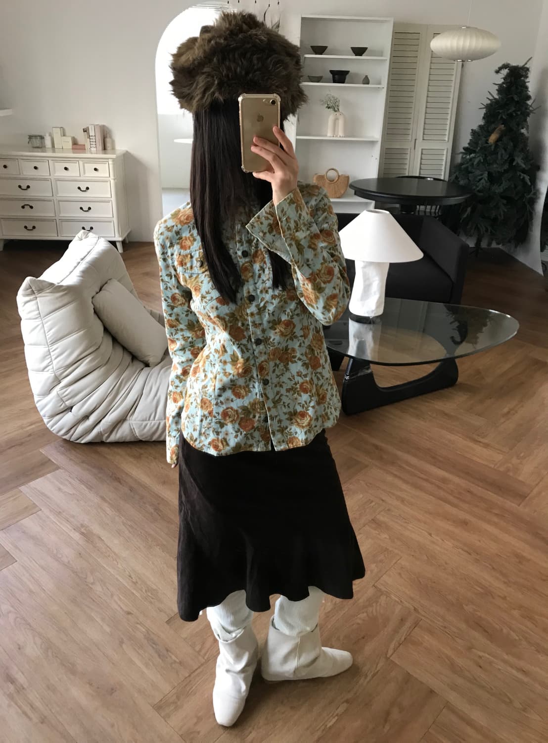 vintage frill brown skirt 상품이미지2