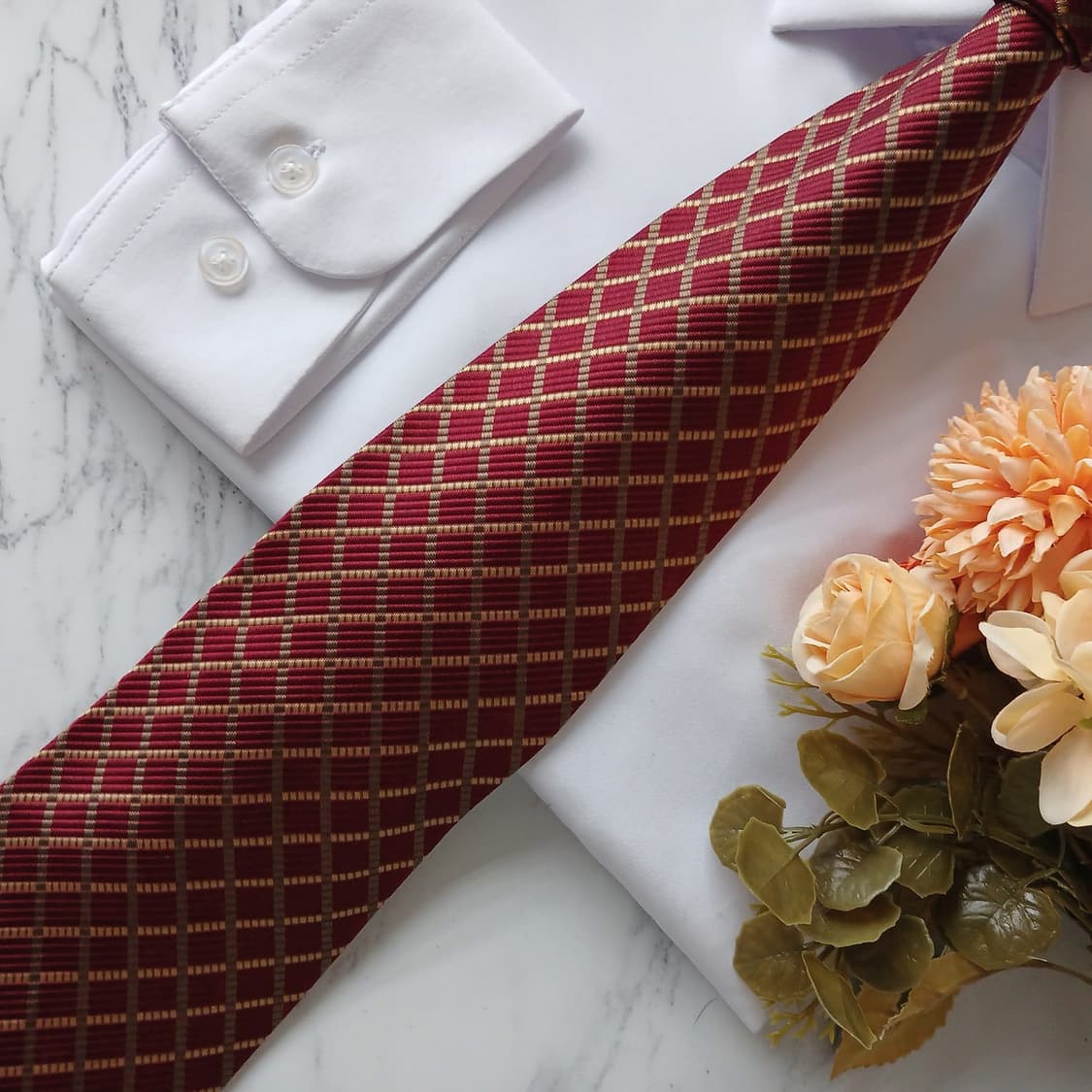 소니아 리키엘 실크 레드 체크 패턴 넥타이 9.5cm A+등급 E893 상품이미지7