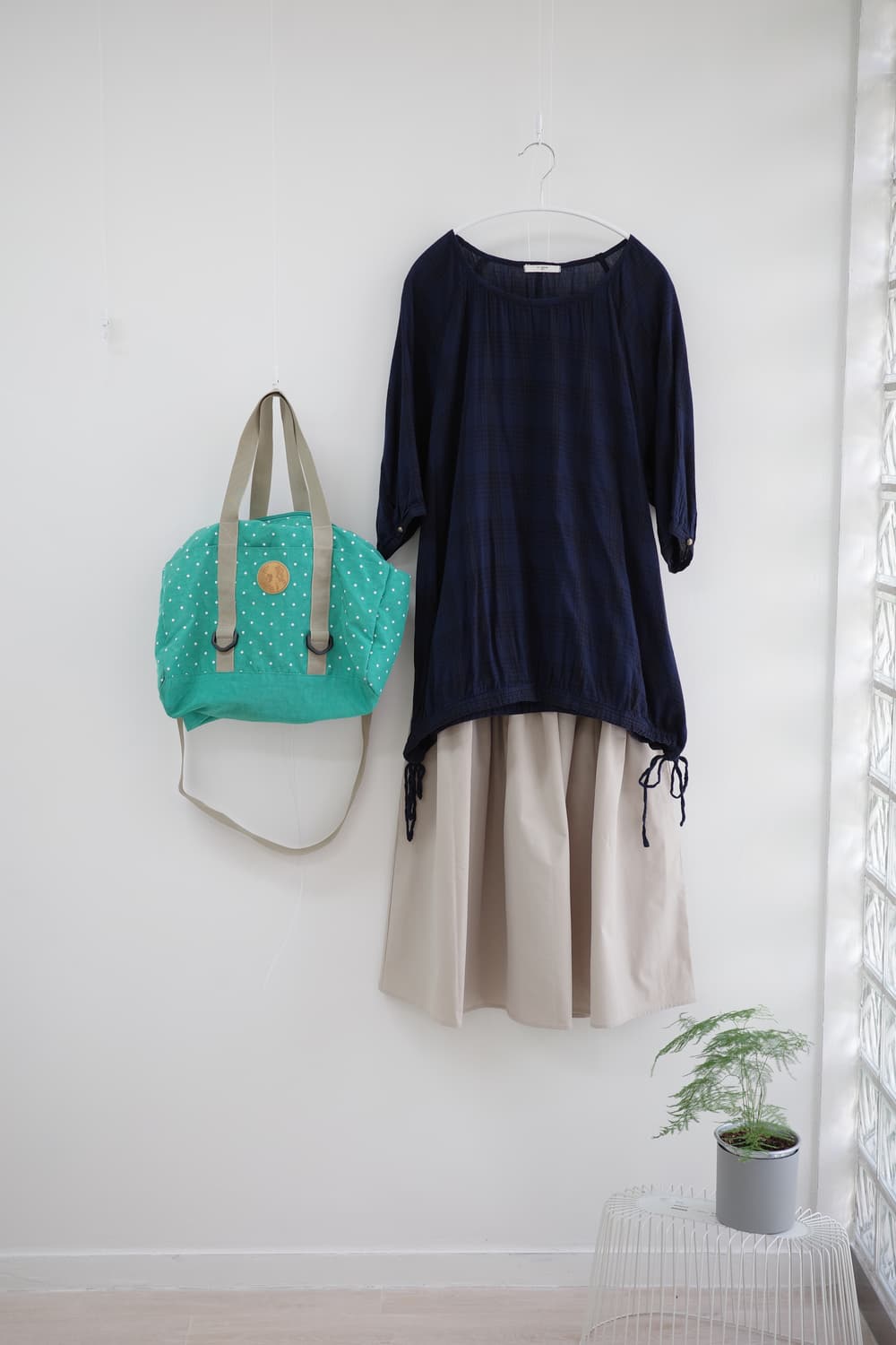 LACOLE light beige shirring skirt 상품이미지4